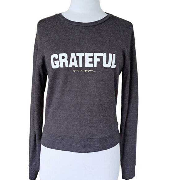 SPIRITUAL GANGSTER Grateful Gray Crewneck Graphic Sweater Long Sleeve Top Small - Picture 2 of 10
